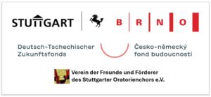 Logos and text for Stuttgart and Brno, featuring the Deutsch-Tschechischer Zukunftsfonds and the Verein der Freunde und Förderer des Stuttgarter Oratorienchors e.V.