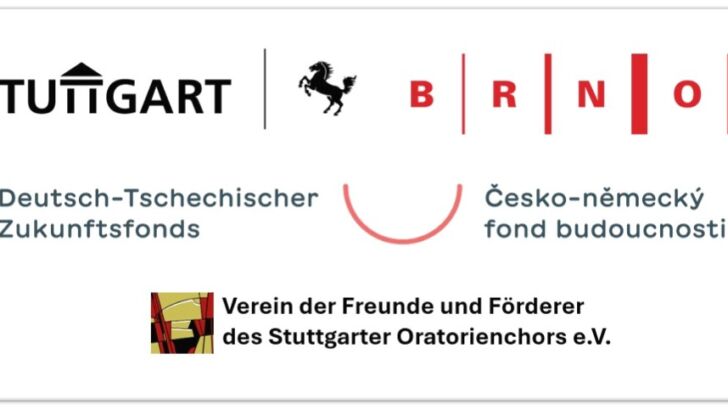 Logos and text for Stuttgart and Brno, featuring the Deutsch-Tschechischer Zukunftsfonds and the Verein der Freunde und Förderer des Stuttgarter Oratorienchors e.V.